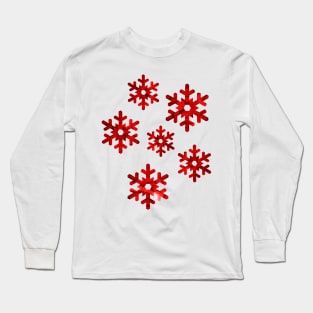 Watercolor Snowflakes (Red) Long Sleeve T-Shirt